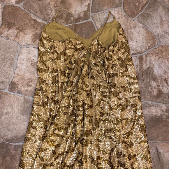 NWT Anthropologie Sequined Design Gold Midi Slip Dress, Size 20W - Picture 8 of 9